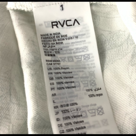 RVCA Tank Top XS Tropical Beach Surf Green White - Picture 5 of 7